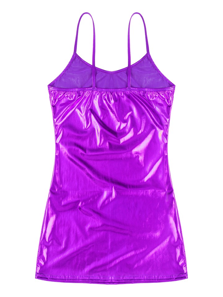 Silver Metallic Spaghetti Strap Mini Slip Dress