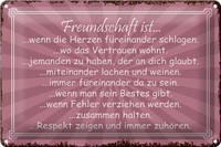 Blechschild Spruch 30X20 Cm Freundschaft Ist Wenn Herze Deko Schild Tin Sign