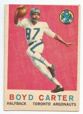 1959 TOPPS CFL BOYD CARTER TORONTO ARGONAUTS #68 (SANTA MONICA COLLEGE)  EXMT