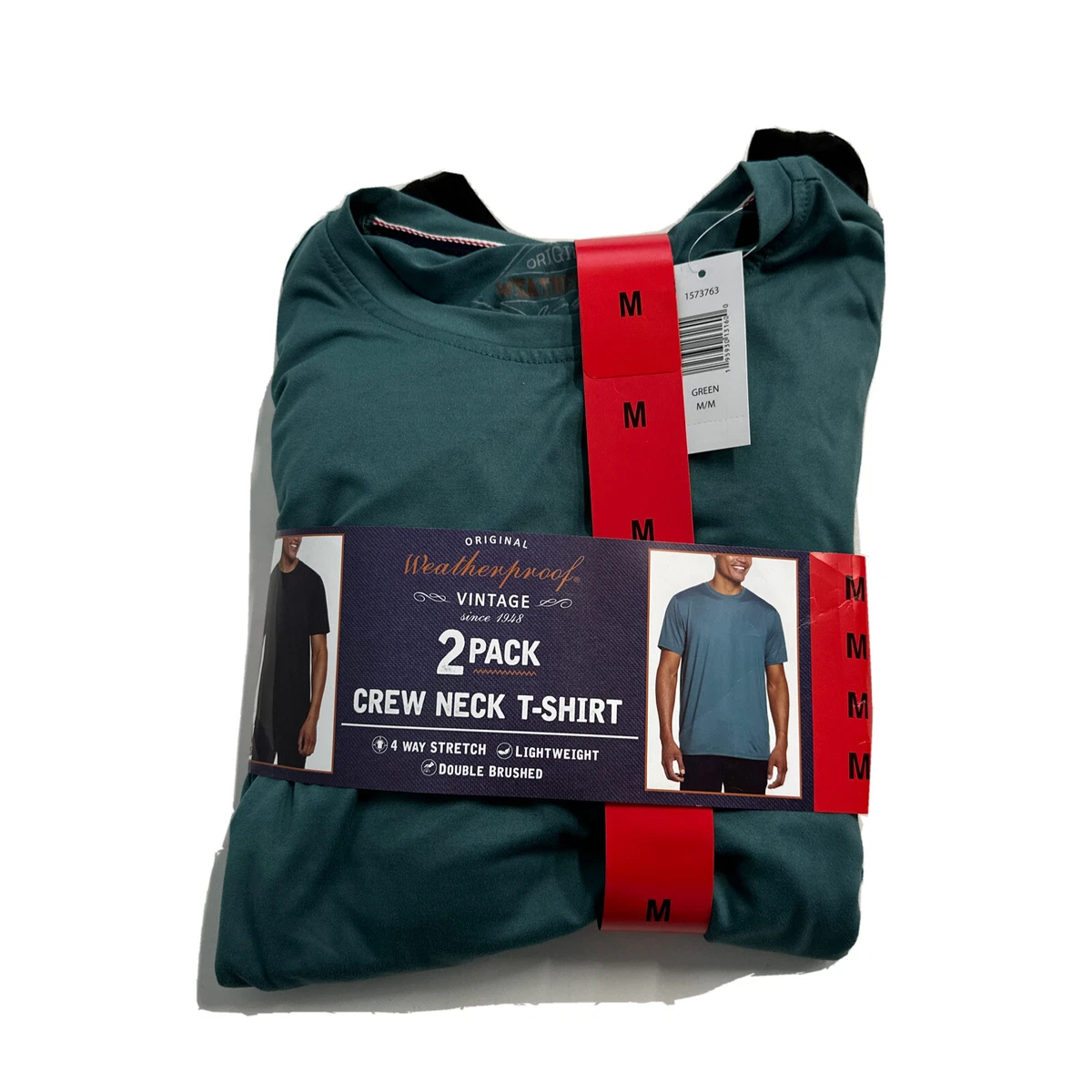 Weatherproof Medium (38/40u0026#034; Chest) Crew Neck T-shirt Mens 2-PACK  Green/Black M | eBay