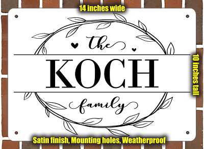 Koch Family Decorative Metal Door or Wall Plaque (Style 1)