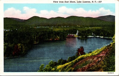 Postcard New York - View from East Shore Lake Luzerne  - Pmrk 1952