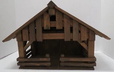 Wooden Nativity Manger 13-½” x 7y-½” x 11-⅝” tall, no figures