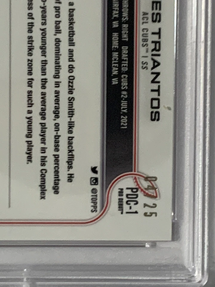 2022 Topps Chrome PD James Triantos Auto /25 Orange Lava Refractor PSA 10 POP 1 - Image 3 of 3