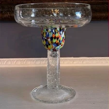 Margarita Glass Large Single Confetti Speckled Colorful Art Bubbles Mexico