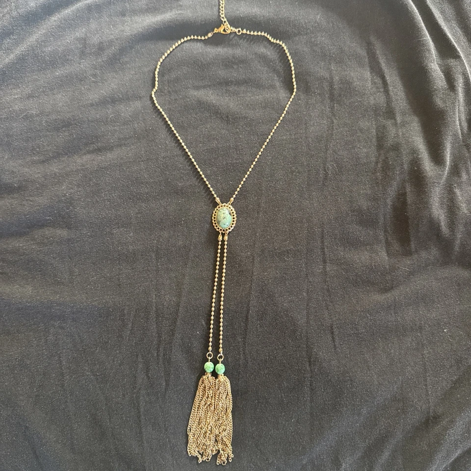 "Collar Anthropologie verde Bolo flecos 18"" + 3""" Foto 4 de 4