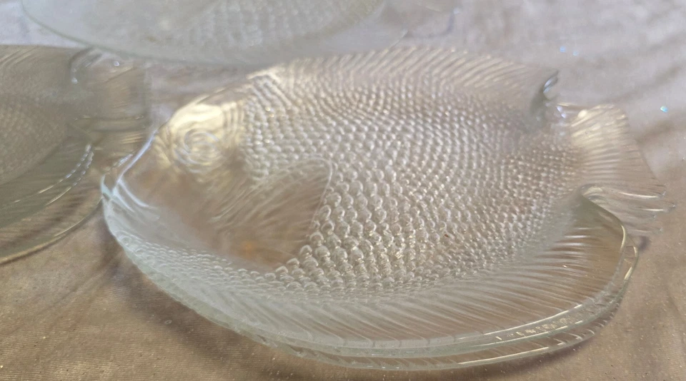 8 tlg. ARCOROC France Glas Fischteller Fischplatte Fisch Teller Platte Platten - Bild 4 von 4