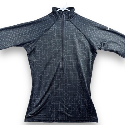 Nike Pro 1/4 Zip Pullover Women's M Medium Mock Neck Black Lightweight