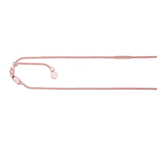 Cadena/Collar Colgante Palomitas de Maíz Ajustable Oro Rosa 14k ROSA 22" 1,3 mm-2,5 gramos