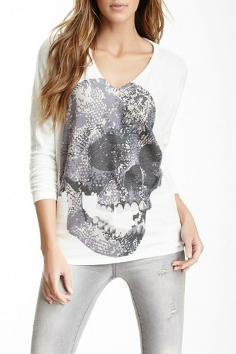 Printed V-Neck Dolman Sweater - Ivory 