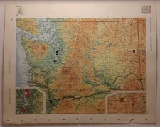 Vintage WASHINGTON Atlas Map from a 1967 Mid-Century Modern World Book Atlas