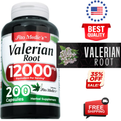 Valerian Root Capsules 200 Pills 12,000,MG Highest Quality Potency Sleep Aid USA