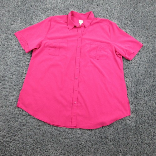 Chicos Shirt Womens 4 Pink Basic Core Short Sleeve Button Up - 第 1/11 張圖片
