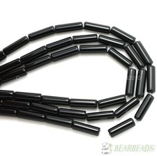 Natural Black Onyx Gemstone Tube Beads 3mm 4mm 5mm 6mm 8mm 10mm 12mm 16mm 16''