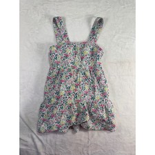 Gap Kids Floral Tiered Sun Dress XS 4/5 White Pink Gauze Smocked Back Girls