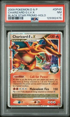 2009 POKEMON DIAMOND & PEARL BLACK STAR PROMO HOLO #DP45 CHARIZARD G LV.X PSA 7