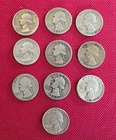 Lot of 10 Washington Silver Quarters - 90% Silver 1964 & Older $2.50 Face Value