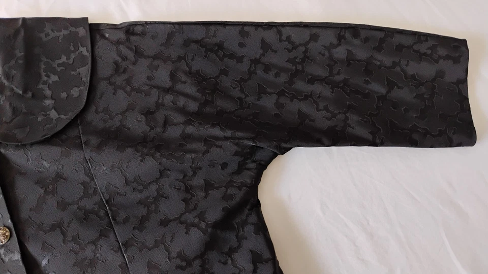 Vtg 1950s Black Jacket Women's Elegant Antique Buttons Crop MOD sz M/L - Image 3 of 4