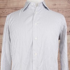 Suitsupply Dress Shirt Mens 17.5 44 Slim Fit White Striped Egyptian Cotton