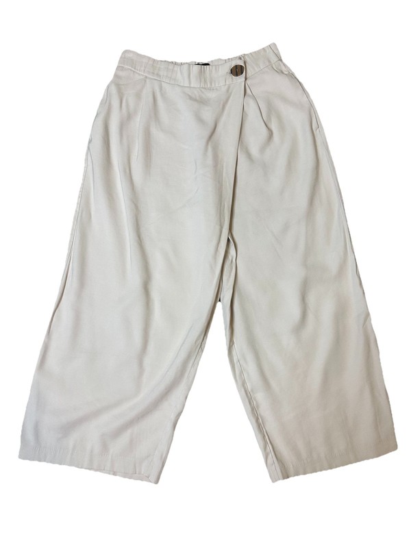 Zara Women’s Tan Wide leg Crop Wrap Pants Size Large