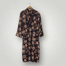 Victoria's Secret Gold Label Floral Navy Robe M/L Women Tie Closure