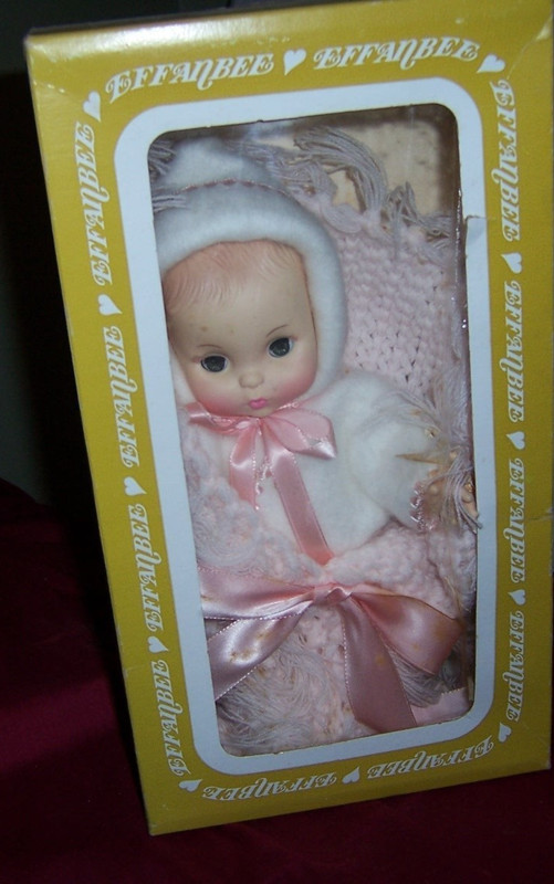 Vintage Effanbee Tiny Tubber Doll In Box 10" Tall All Vinyl In Blanket W/Tag