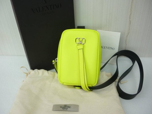 VALENTINO GARAVANI Women V-Logo Pouch Shoulder Bag Neon Yellow Gold from japan