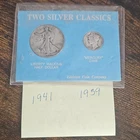 US Silver Classics Liberty Walking Half Dollar 1941 & Mercury Dime 1939