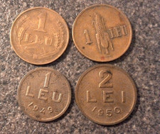 Lot Romania 1 Leu 1940, 1947, 1949 & 2 Leu 1950