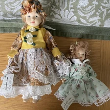 Porcelain Dolls X2 With Tags VGC Moveable Limbs Head Dressed
