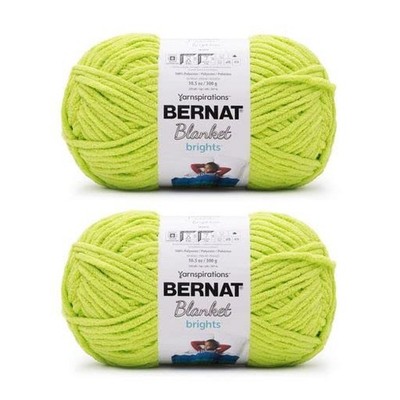 Bernat Super Bulky Acrylic Yarn 2 Pack Bright Lime For Crocheting Knitting Pr...
