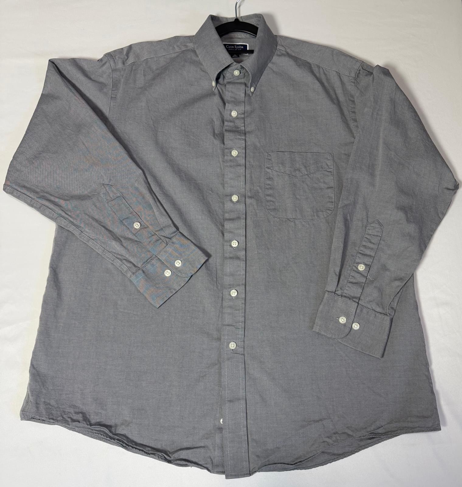 Club Room Performance Button Down Shirt Mens 16 32/33 Gray Cotton.
