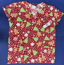        CUTE   CASSANDRA O  WOMENS  HOLIDAY TREATS SCRUB TOP SZ SM NWT      