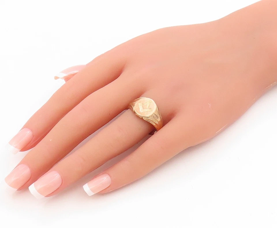 9k GOLD Vintage Ring ENGLAND Antique Masonic Solid Signet Sz 10.5 GR1131 - Image 3 of 4