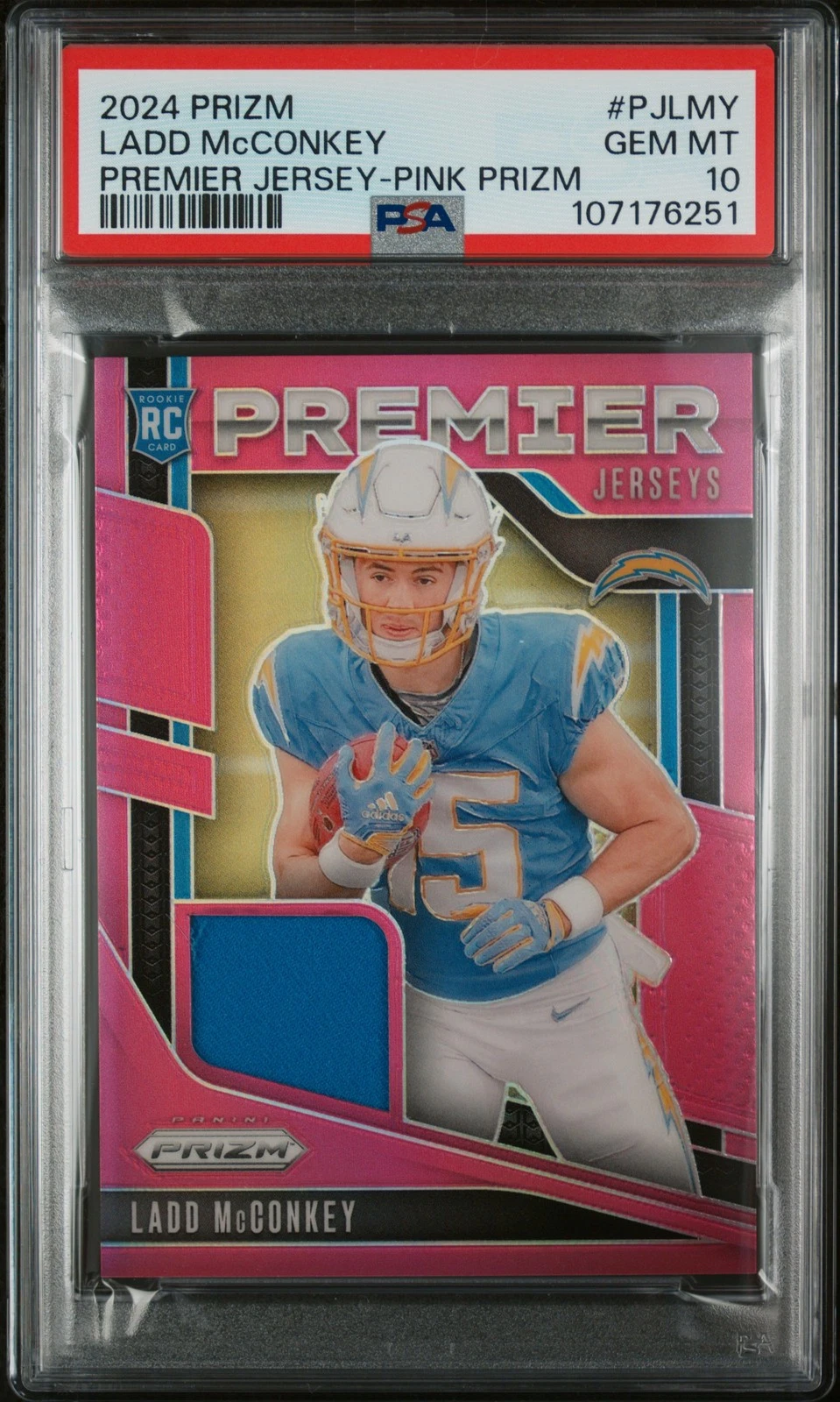 Ladd McConkey Panini Prizm Premier Jerseys #PJLMY Pink Prizm
