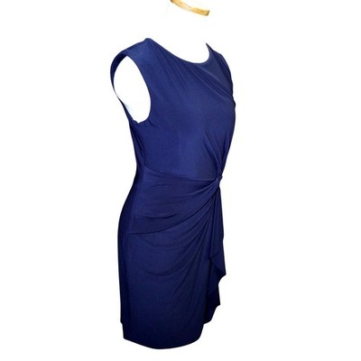 Lauren Ralph Lauren Navy Draped Sheath Dress   Size 6   NWT
