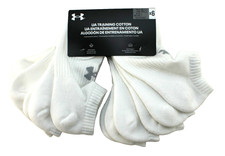 New UNDER ARMOUR UA Training 6 Pairs Men's 7-8.5 White / Gray Logo No-Show Socks