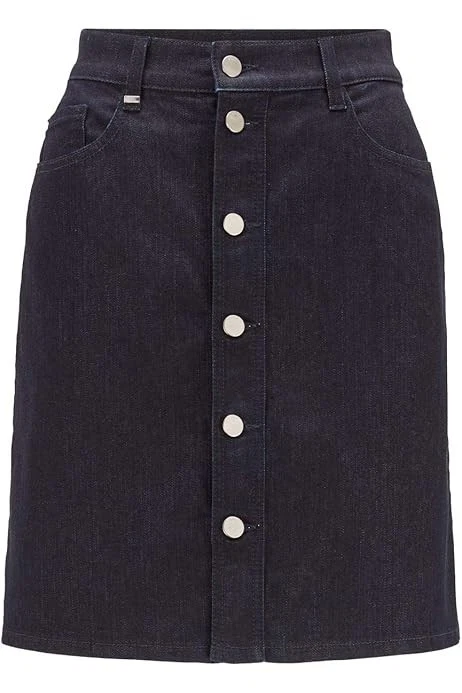 HUGO BOSS Womens Denim Skirt 2.0 Ladies Size UK 29W Blue NEW