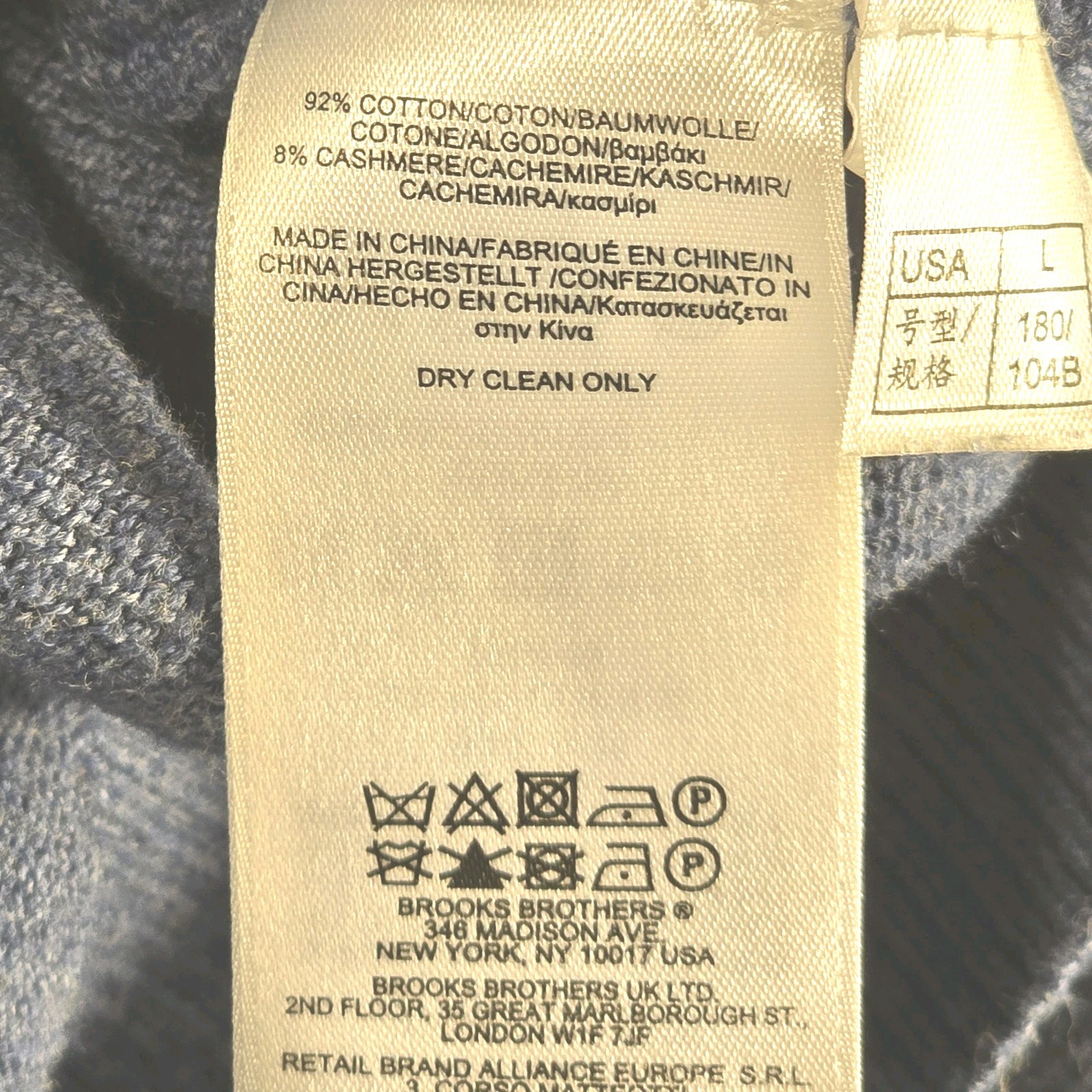 Brooks Brothers Quarter Zip Cotton Cashmere Blue Sweater Pullover Men’s Large thumbnail 6