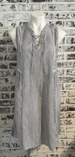 Old Navy Medium Dress Coastal Boho Blue White stripe Summer Dress Lace Up GUC