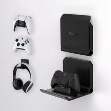 Space-Saving 2-Pack Wall Mount for Gaming Controllers Headphones - Sleek Black