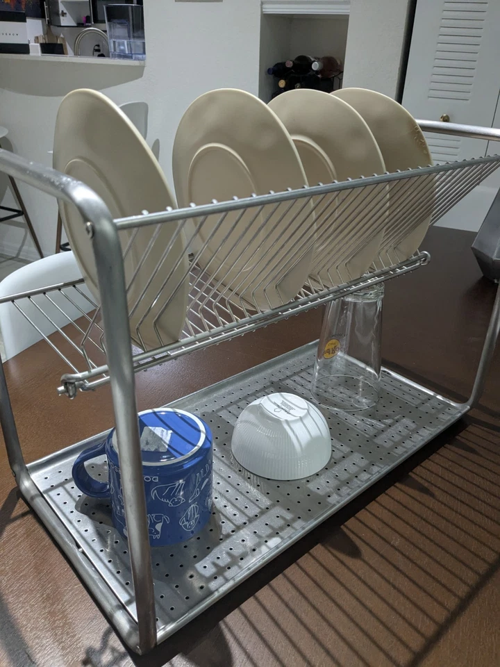 Rack escorredor secadora de louça de aço inoxidável Ikea com bandeja de gotejamento para cozinha - Imagem 3 de 3