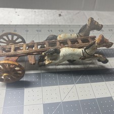 Two Horse Drawn Ladder Fire Wagon Vintage Cast Iron Vintage Toy