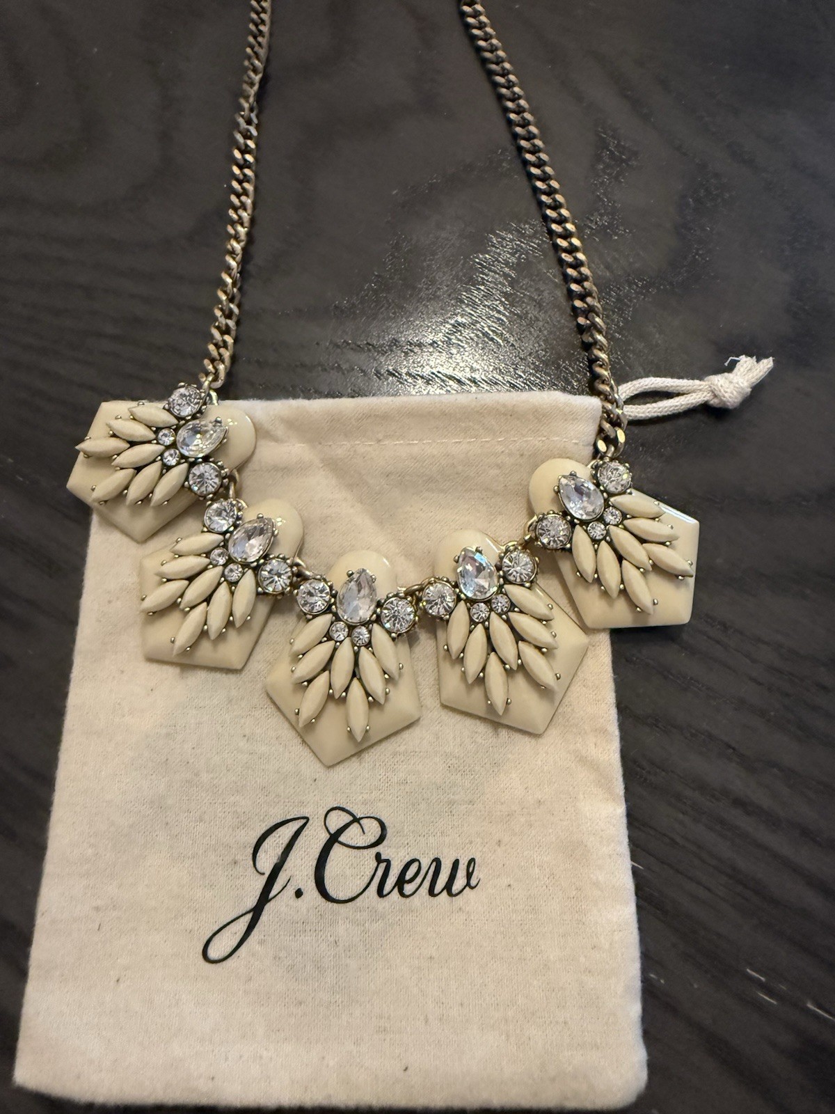 J.Crew Statement Necklace  Cluster Rhinestone Ena… - image 4