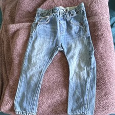 ZARA Baby Blue Denim Jeans 2-3 Years Straight Leg Button Closure Pockets