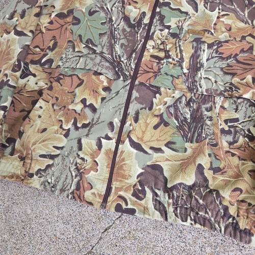 Vtg 90s CABELA'S Mossy Oak Leaf Camo All Over Print Hunting Bomber Jacket XXL - Picture 4 of 6