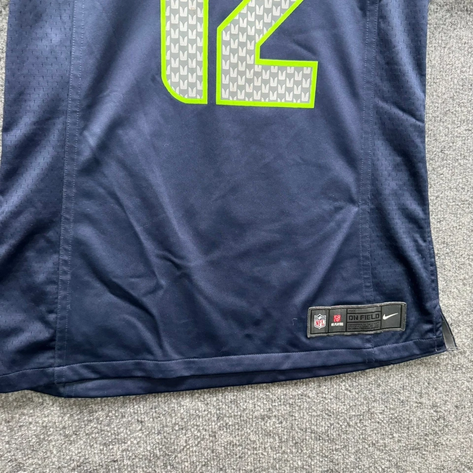 耐克海鹰队球衣女式 M 码海军蓝绿色 12 球迷 NFL 足球上衣 — 第 2/4 张图片