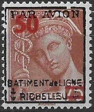 LIBERATION..RRR...BATIMENT LIGNE de RICHELIEU..50c sur 75**brun..signé. P MAYER