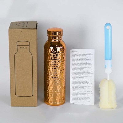 800ml Reinkupfer Trinkflasche - Ayurvedisch inspiriert | 990ml | gehämmert | Premium