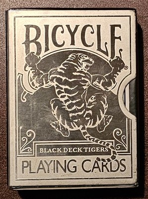 トランプ BICYCLE BLACK DECK TIGERS UV500 OHIO Bicycle Black Deck Tigers Ohio UV500 Air-Flow Finish White Pips